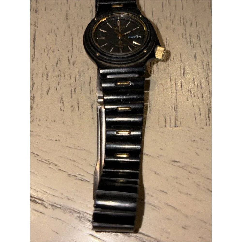 Seiko SQ Sports 100 Watch Women 26mm Black Dial Black Tone -Needs Battery